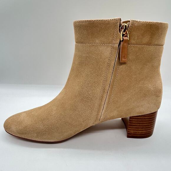 Ralph Lauren Boots Womens 9.5B Tan Wynne Leather‎ Suede Ankle Zip Bootie - Picture 3 of 14